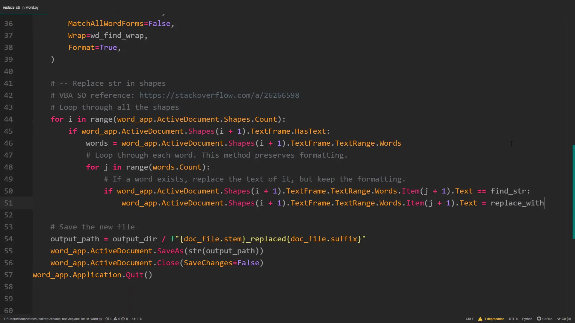 Replacing text in shapes