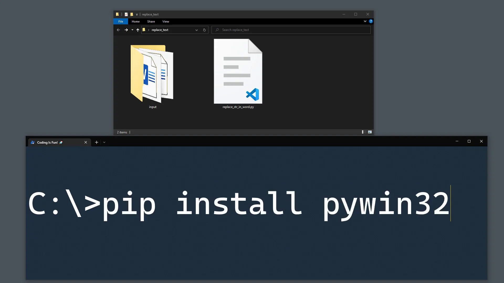 Installing pywin32