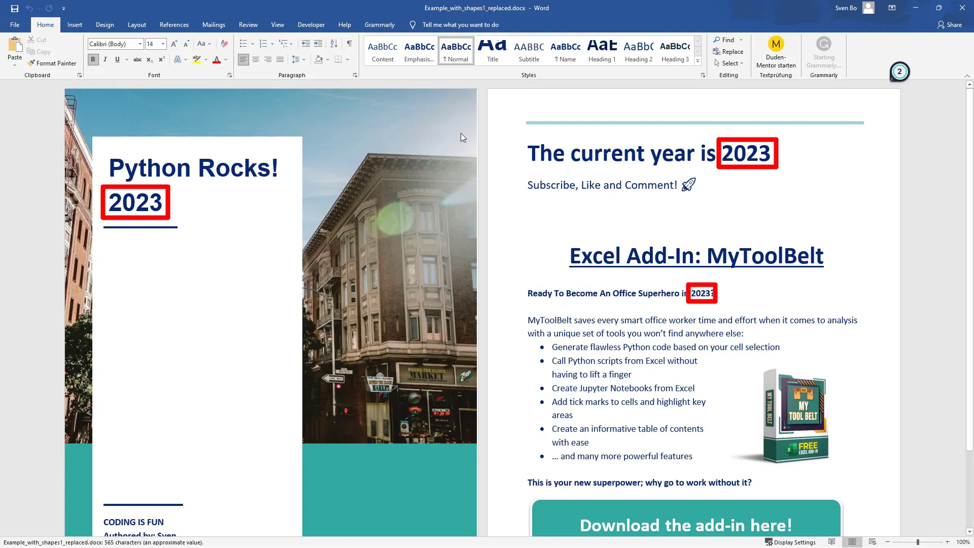 Closing Word application