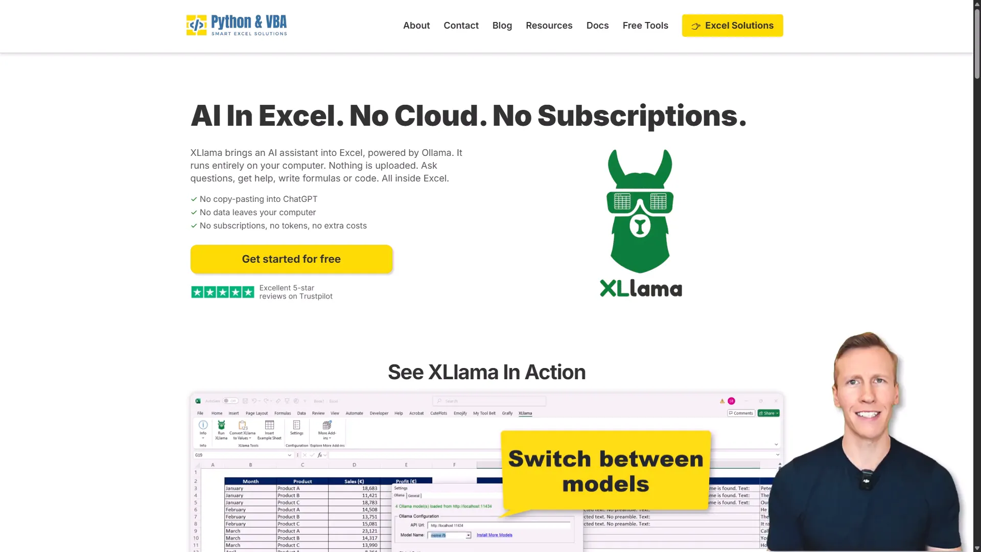 XLlama Excel add-in introduction on screen