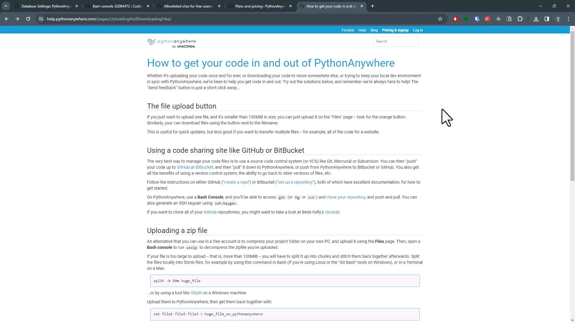 Cloning GitHub repository in PythonAnywhere