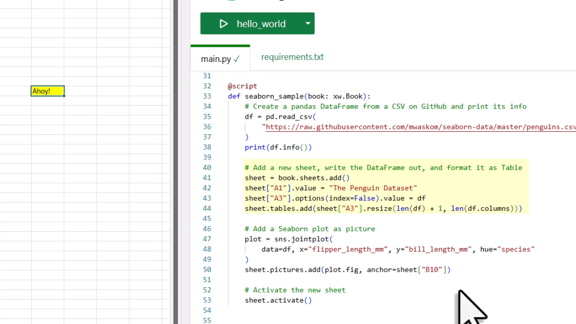 Creating visualizations with Seaborn in xlwings Lite