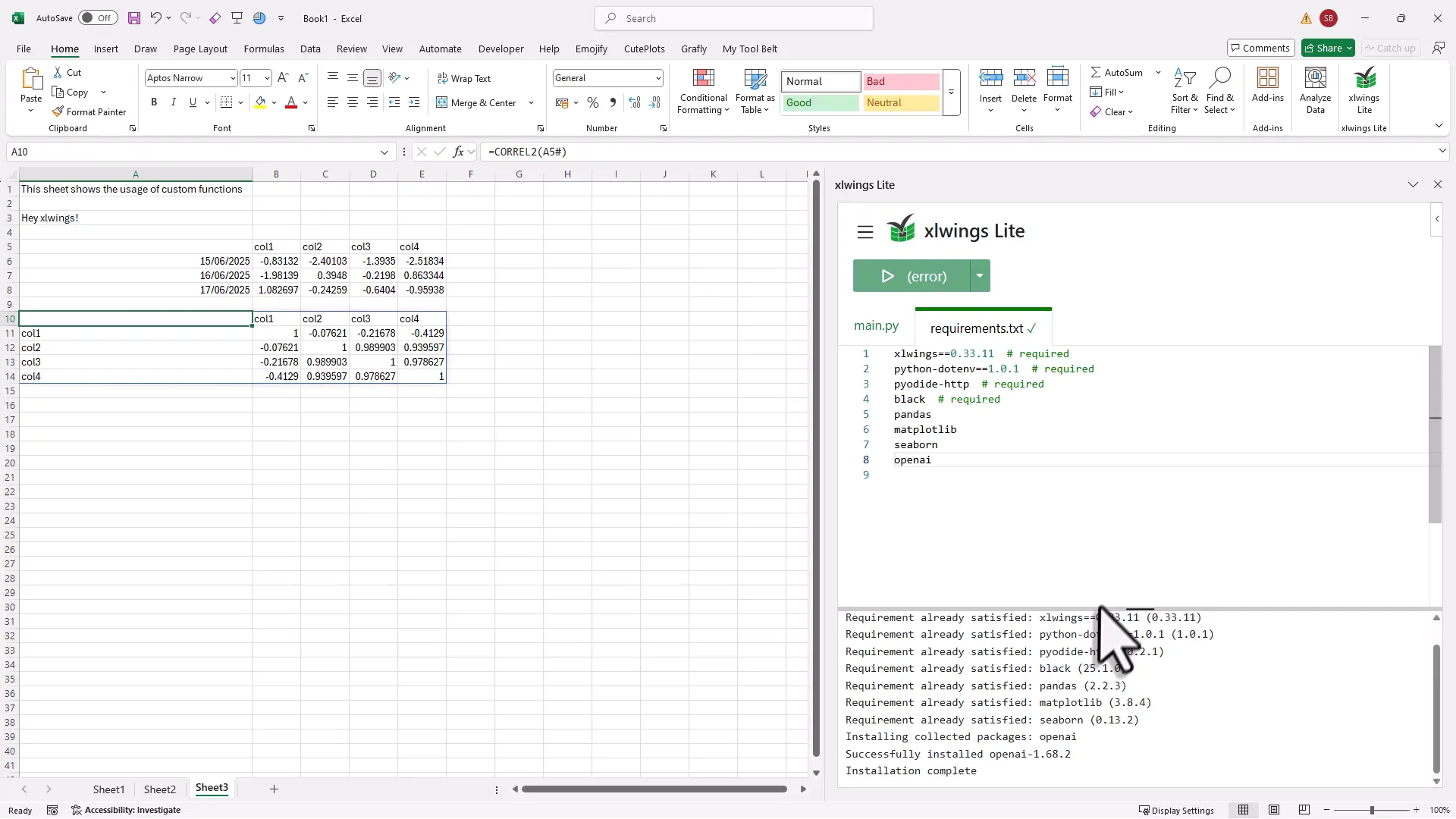 Integrating external Python packages in xlwings Lite