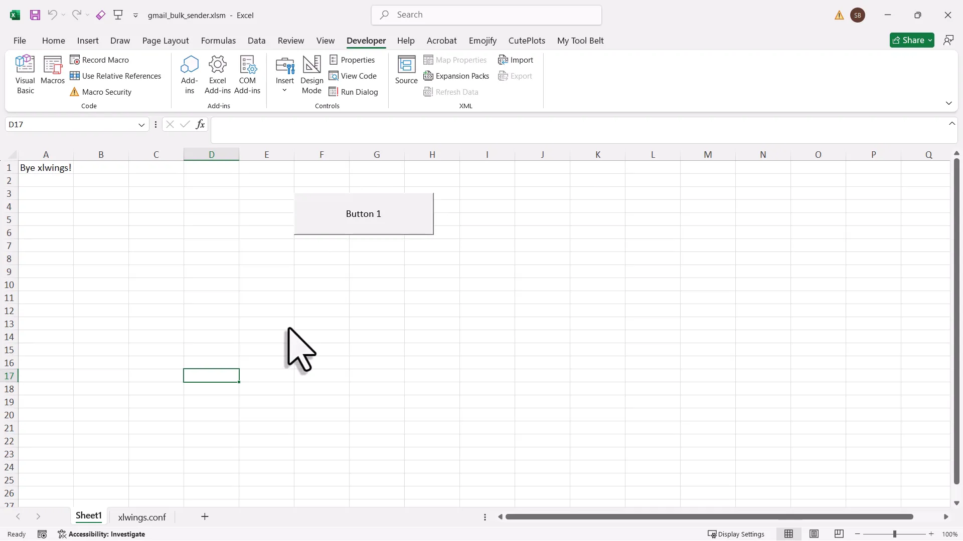 Adding a button to Excel