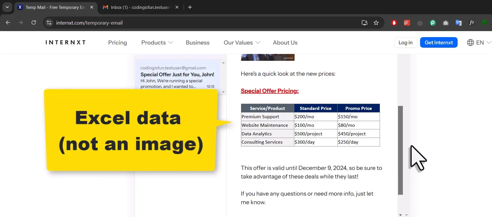 Embedding Excel ranges in email body