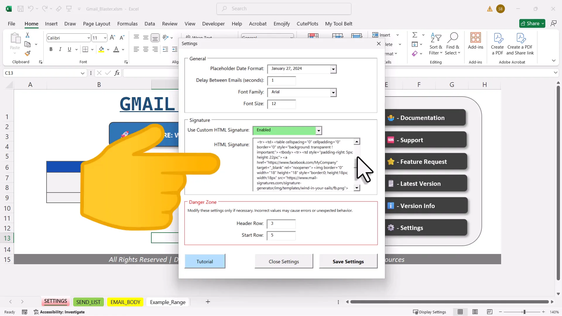 Adding signature in VBA email template