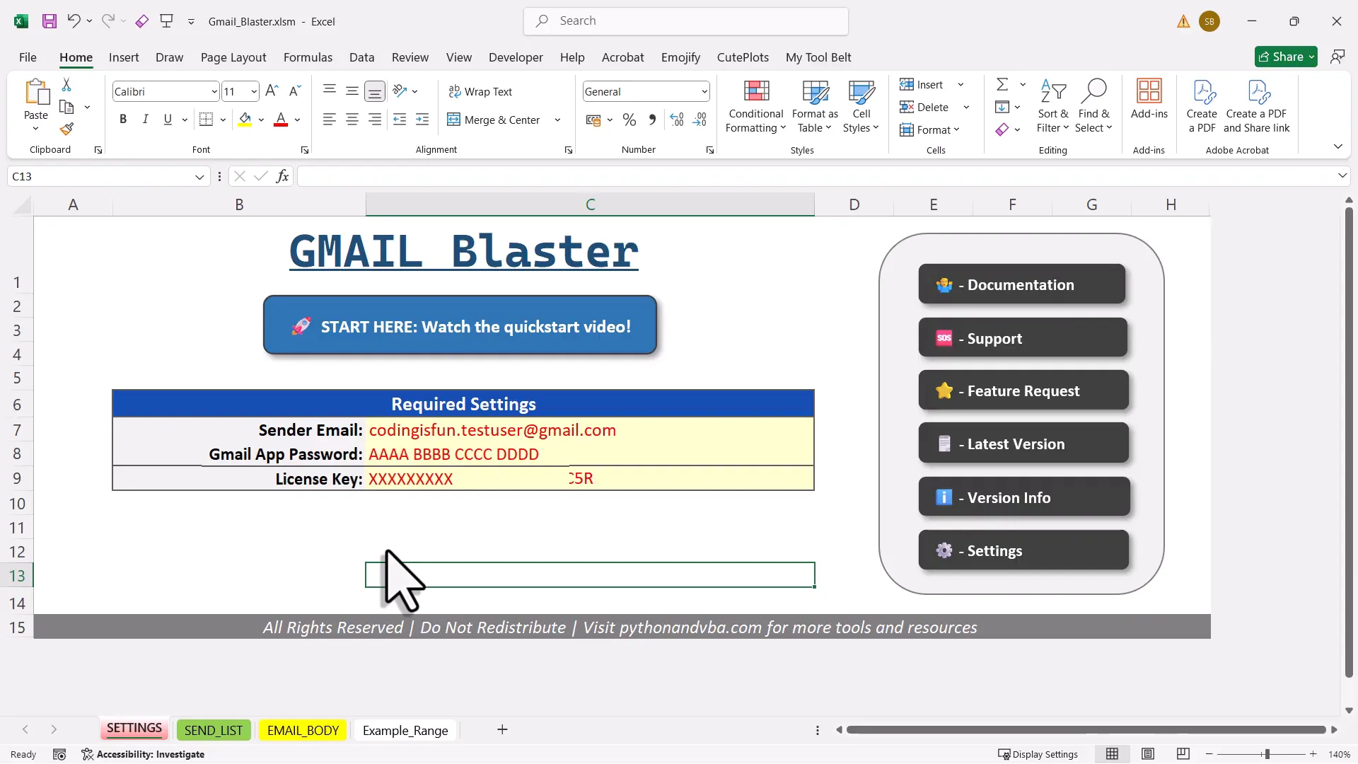 VBA email template in Excel