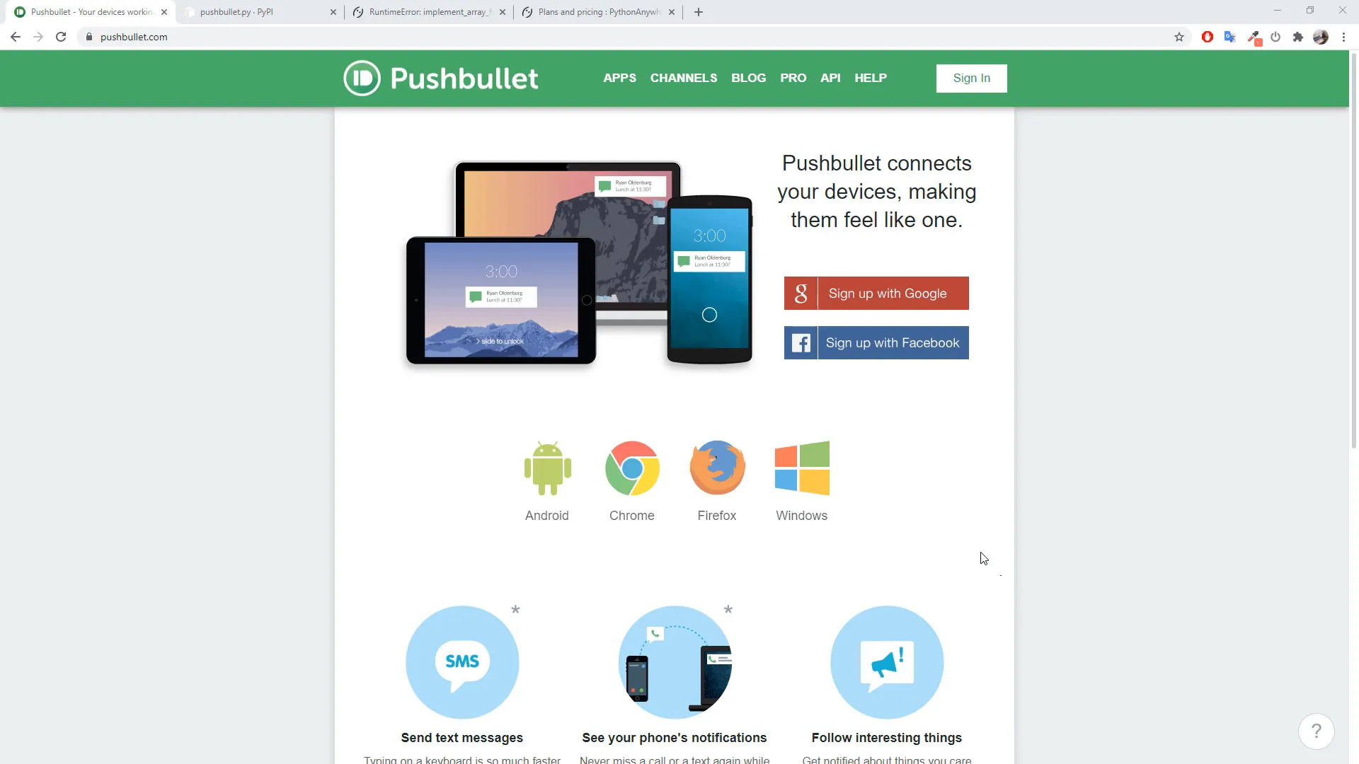 Pushbullet account creation
