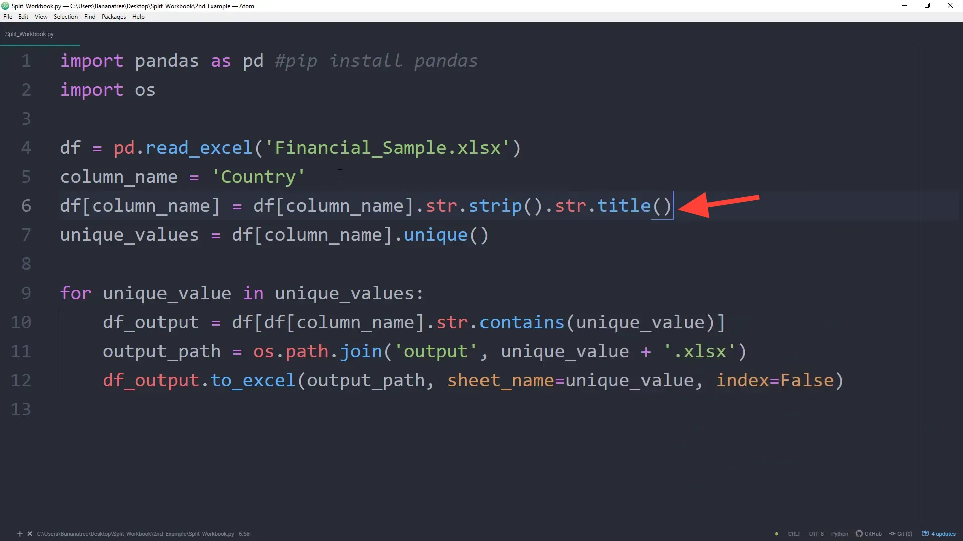 Cleaning data with strip and title case