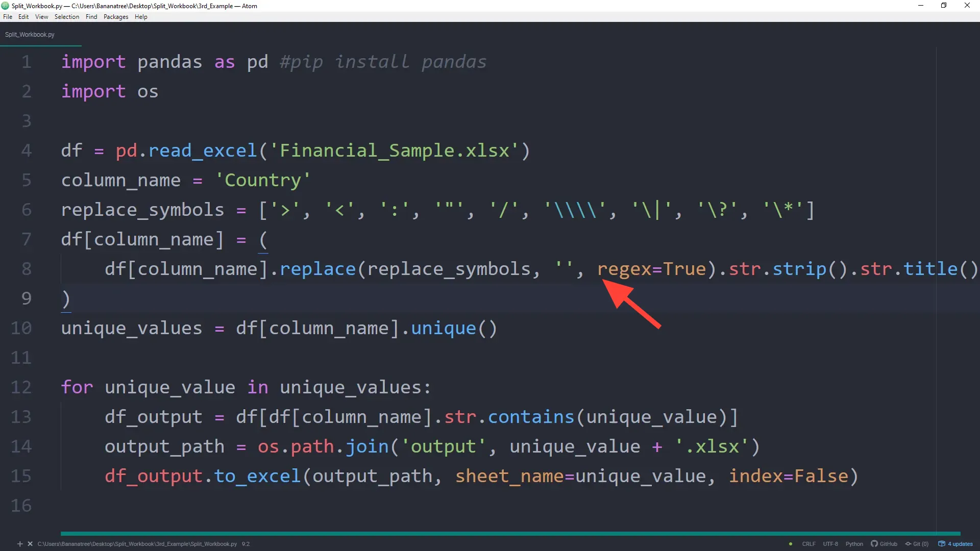 Removing special characters from country names