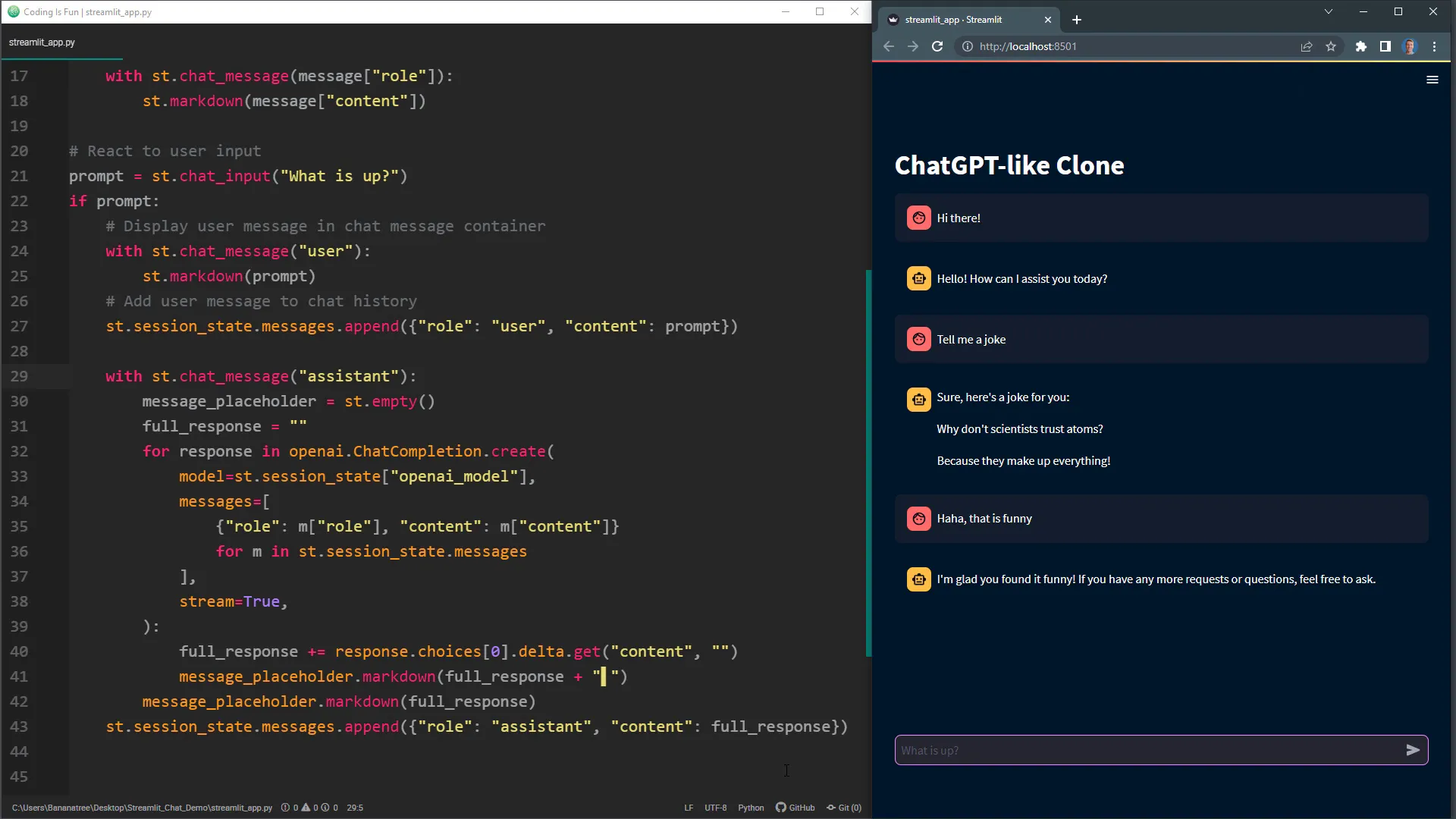ChatGPT clone in action