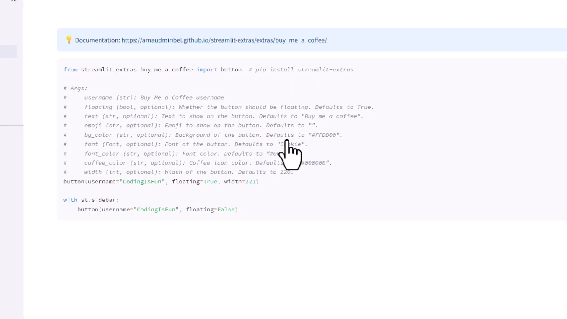Buy Me a Coffee button setup in Streamlit