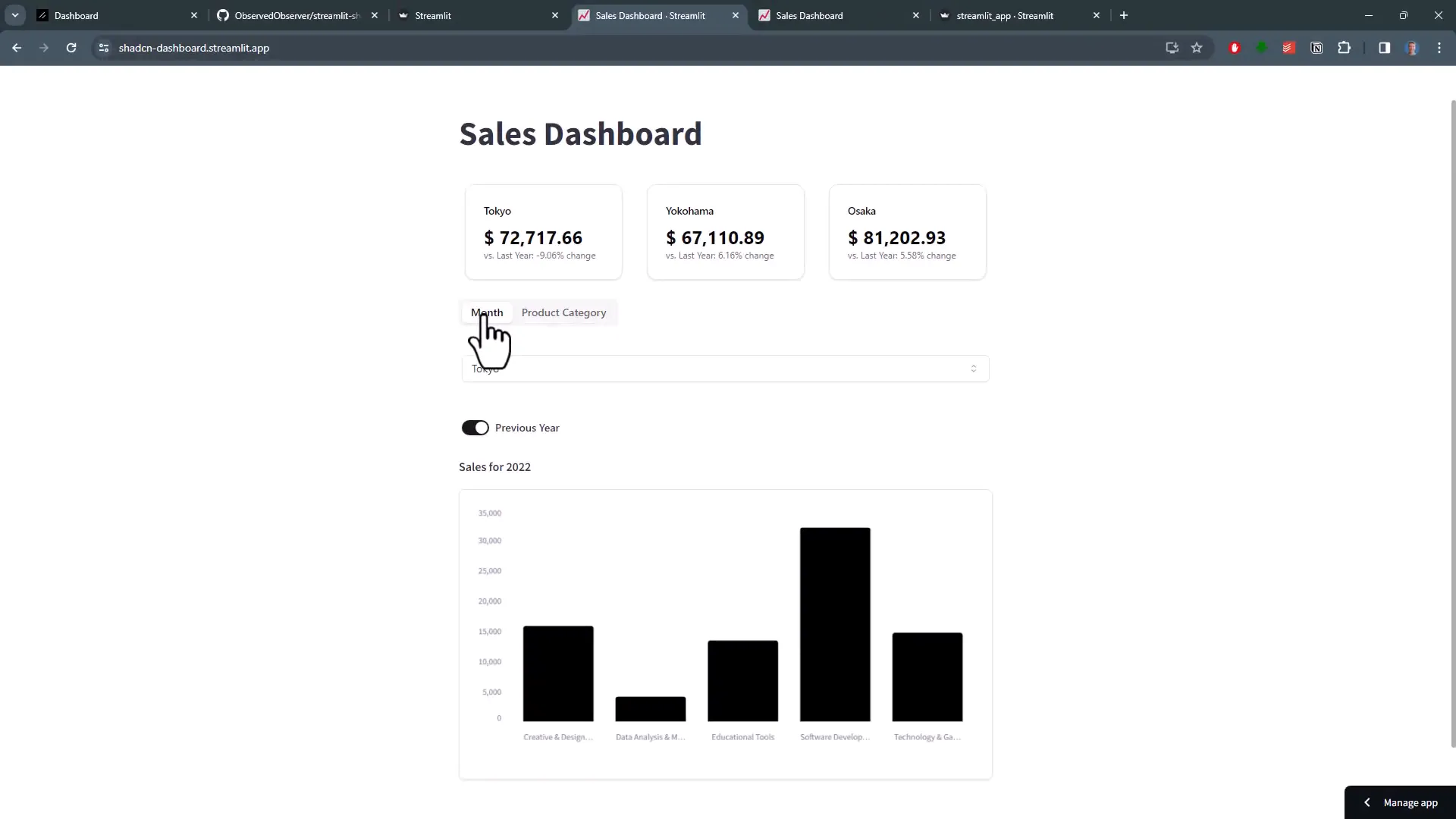 Filtering data based on user selection
