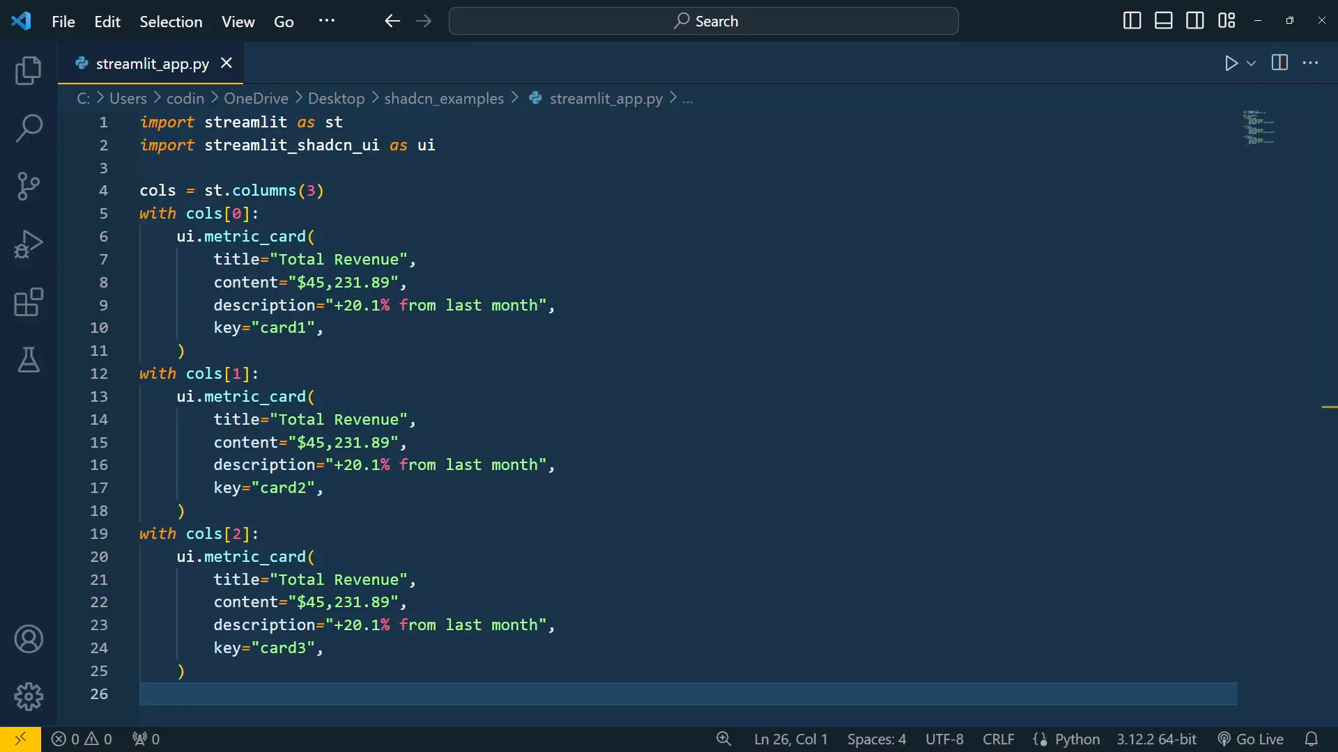 Using metric cards in the app