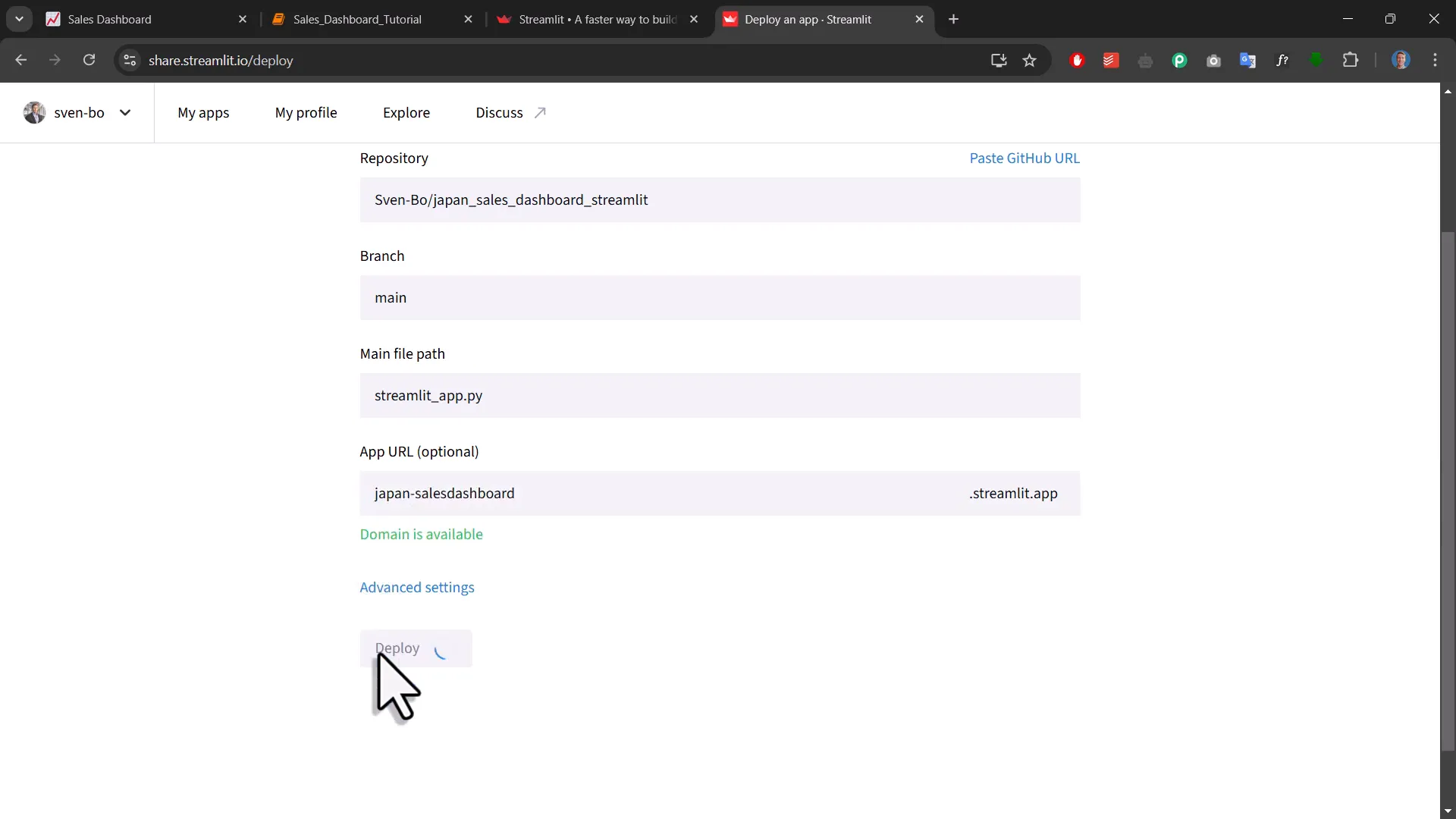 Deploying the Streamlit app to the cloud
