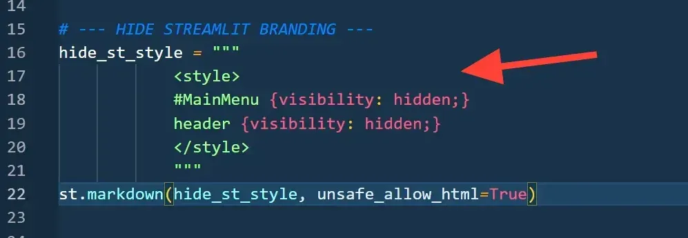Removing Streamlit branding