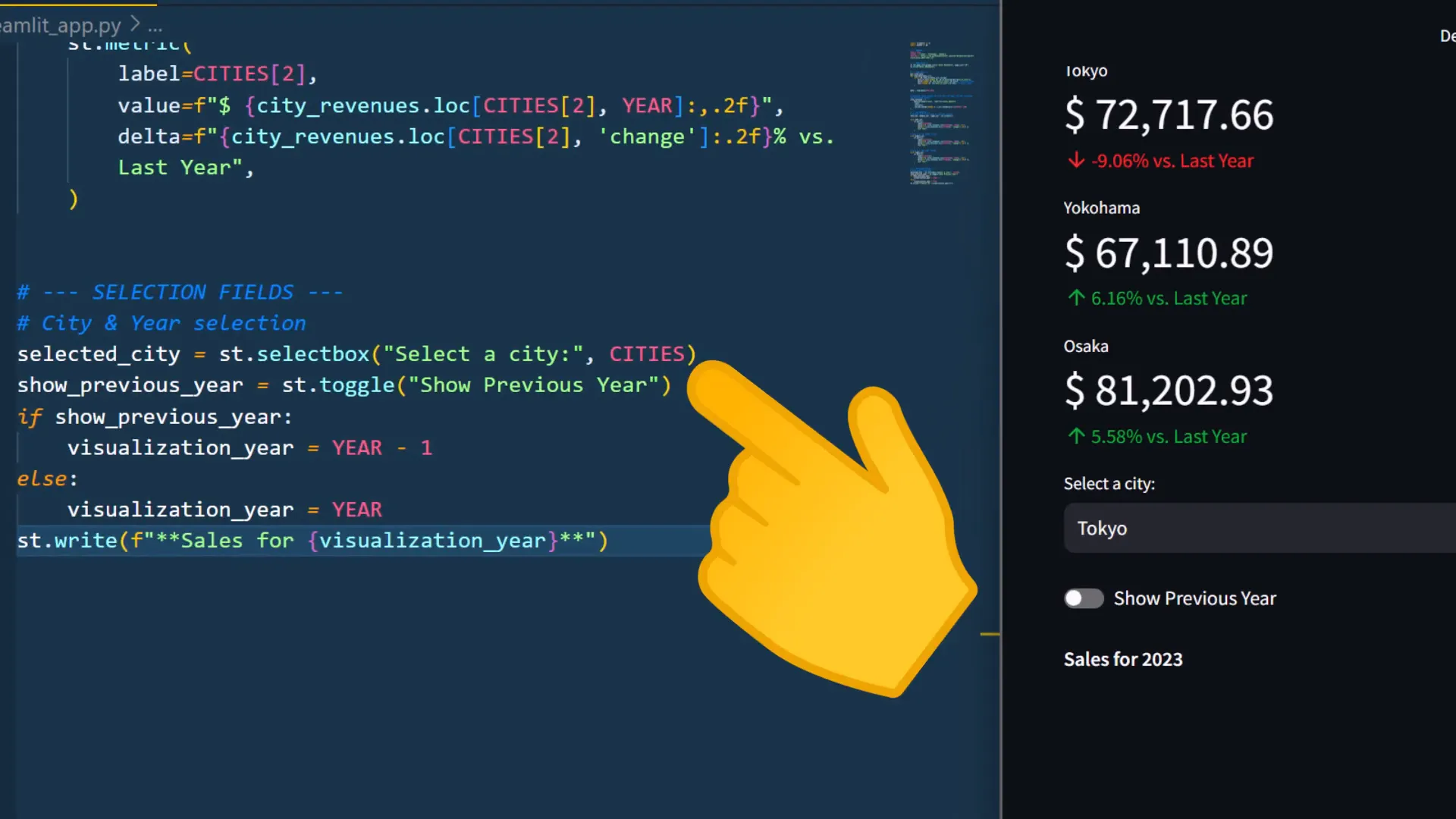Adding selection fields for city and year
