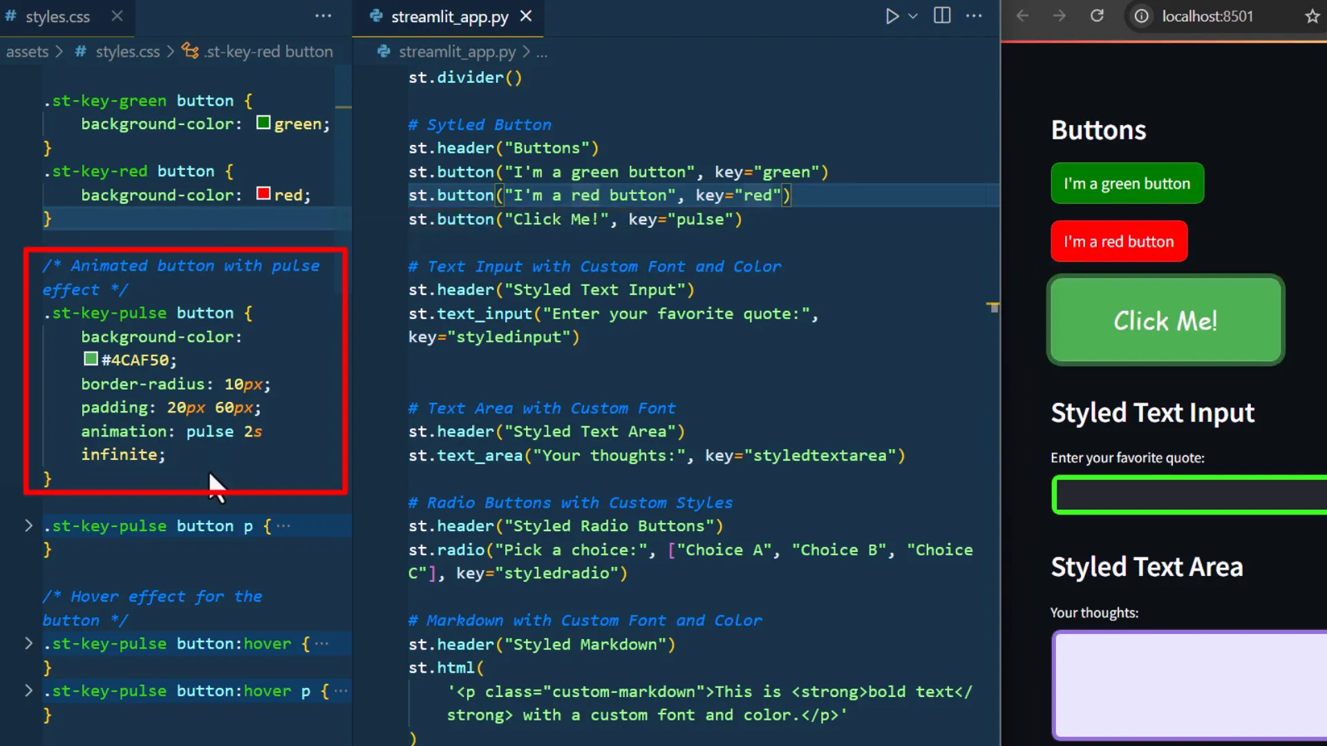 Animated button example