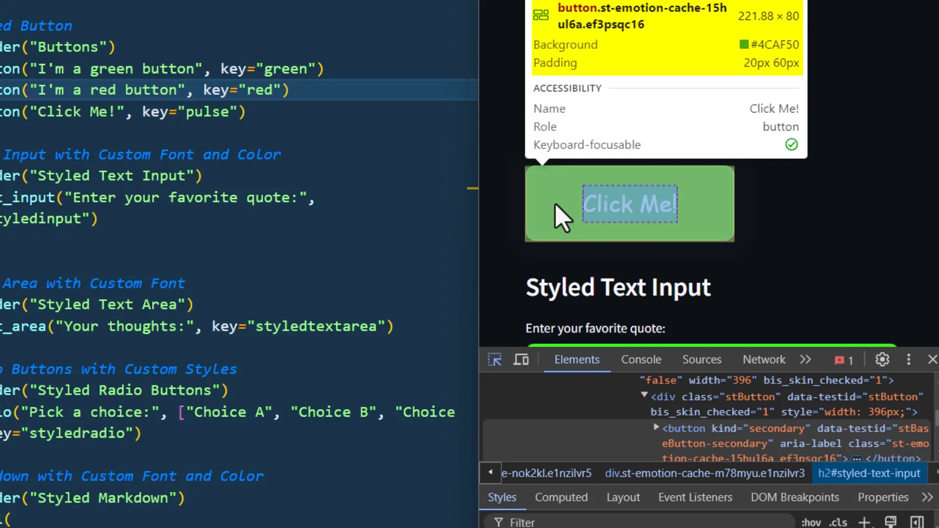 Inspecting elements in Chrome