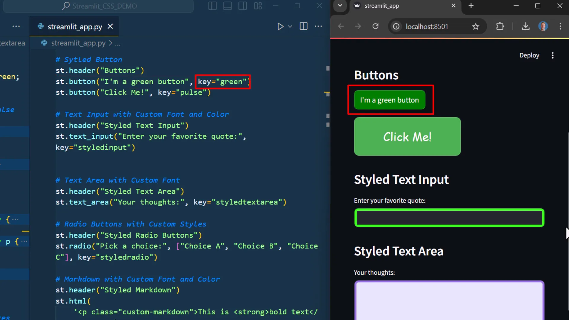 Button with key green styled
