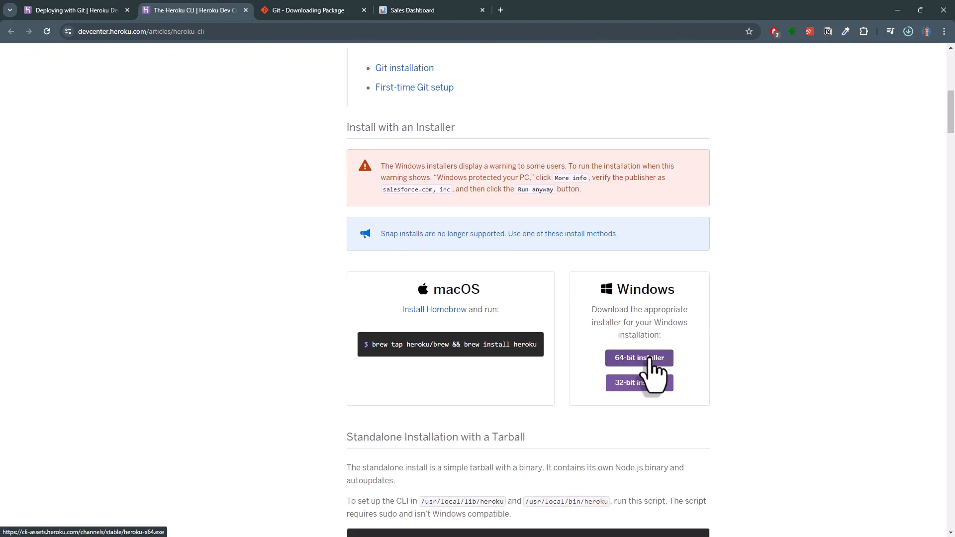 Downloading Heroku CLI
