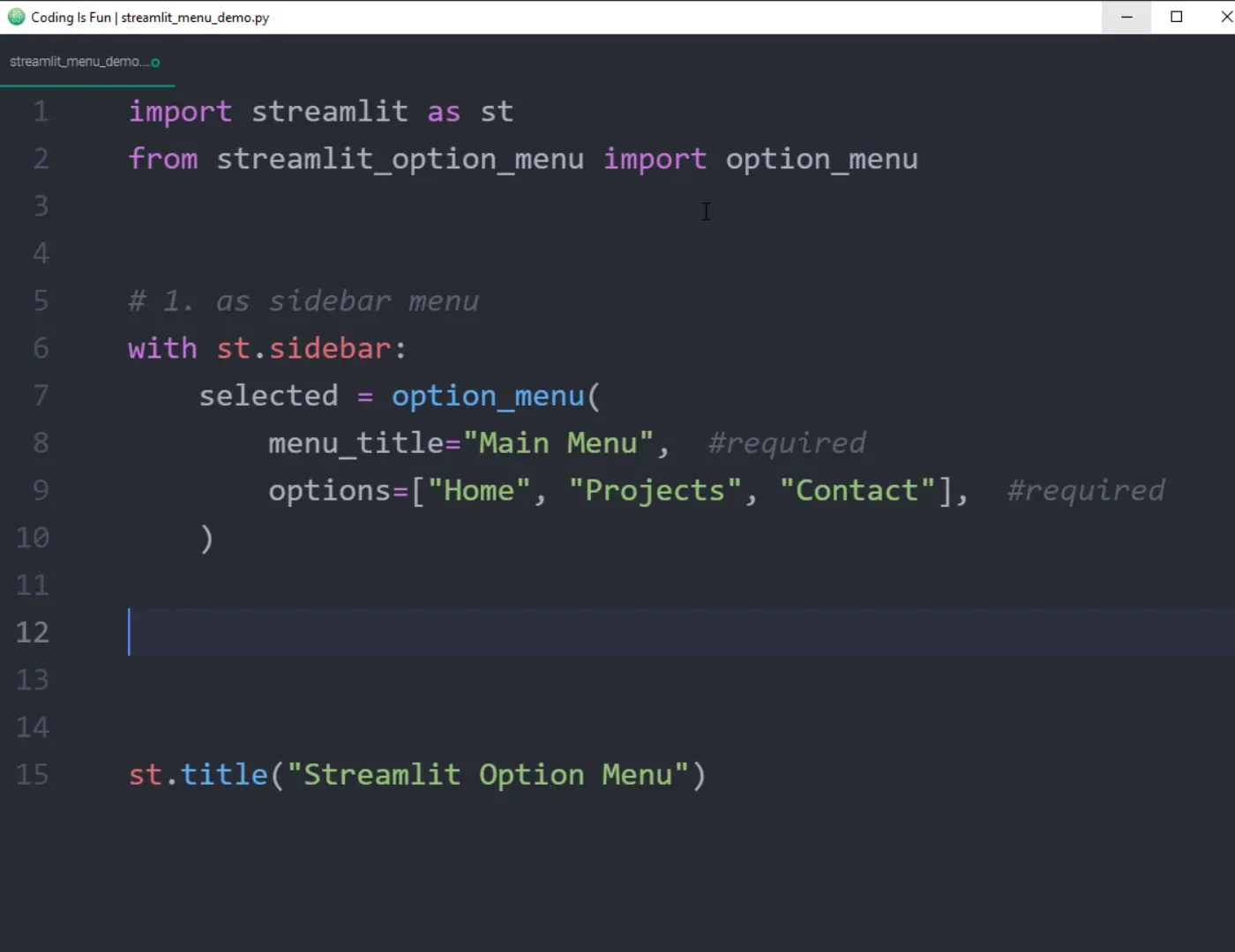 Installing streamlit-option-menu