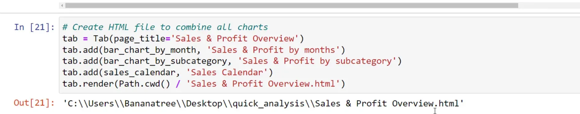 Exporting dashboard to HTML