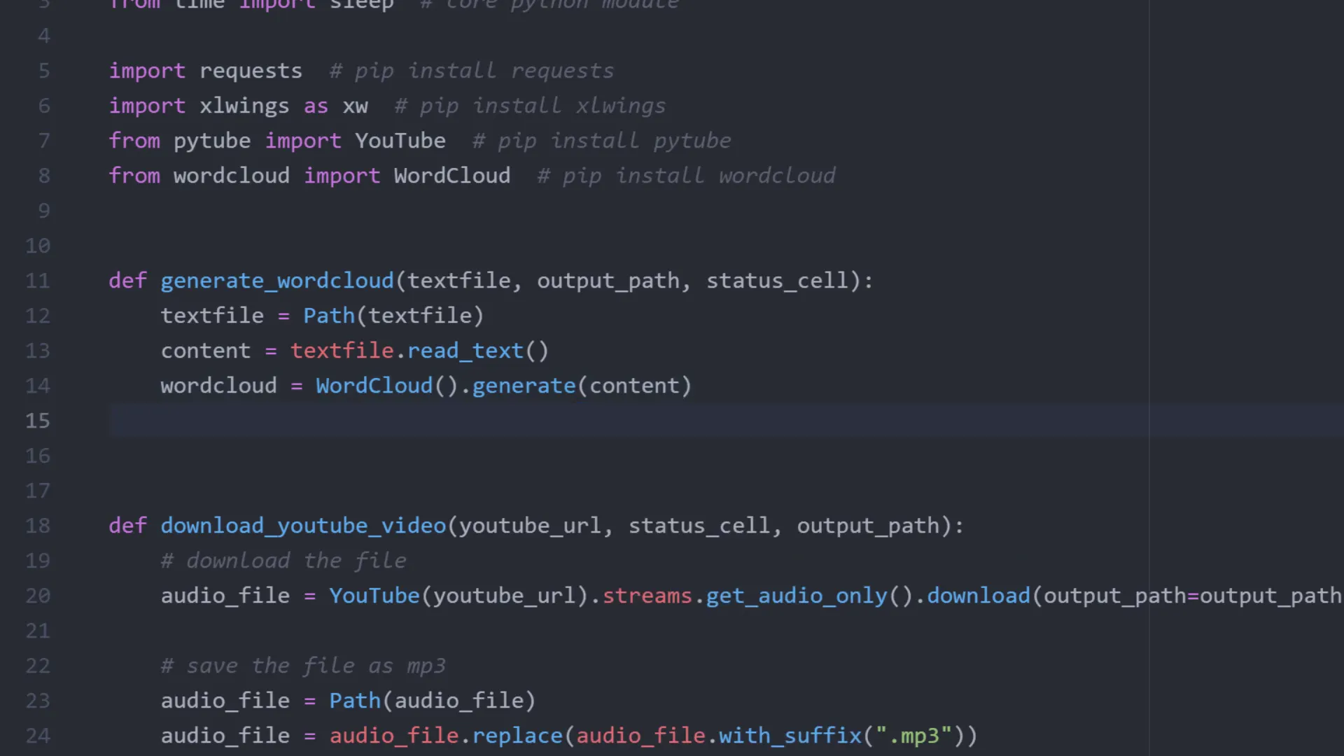 Generated word cloud based on transcription text