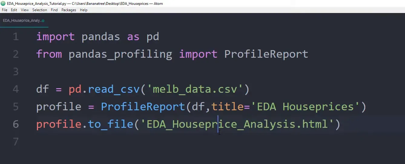 Generating Pandas Profiling report