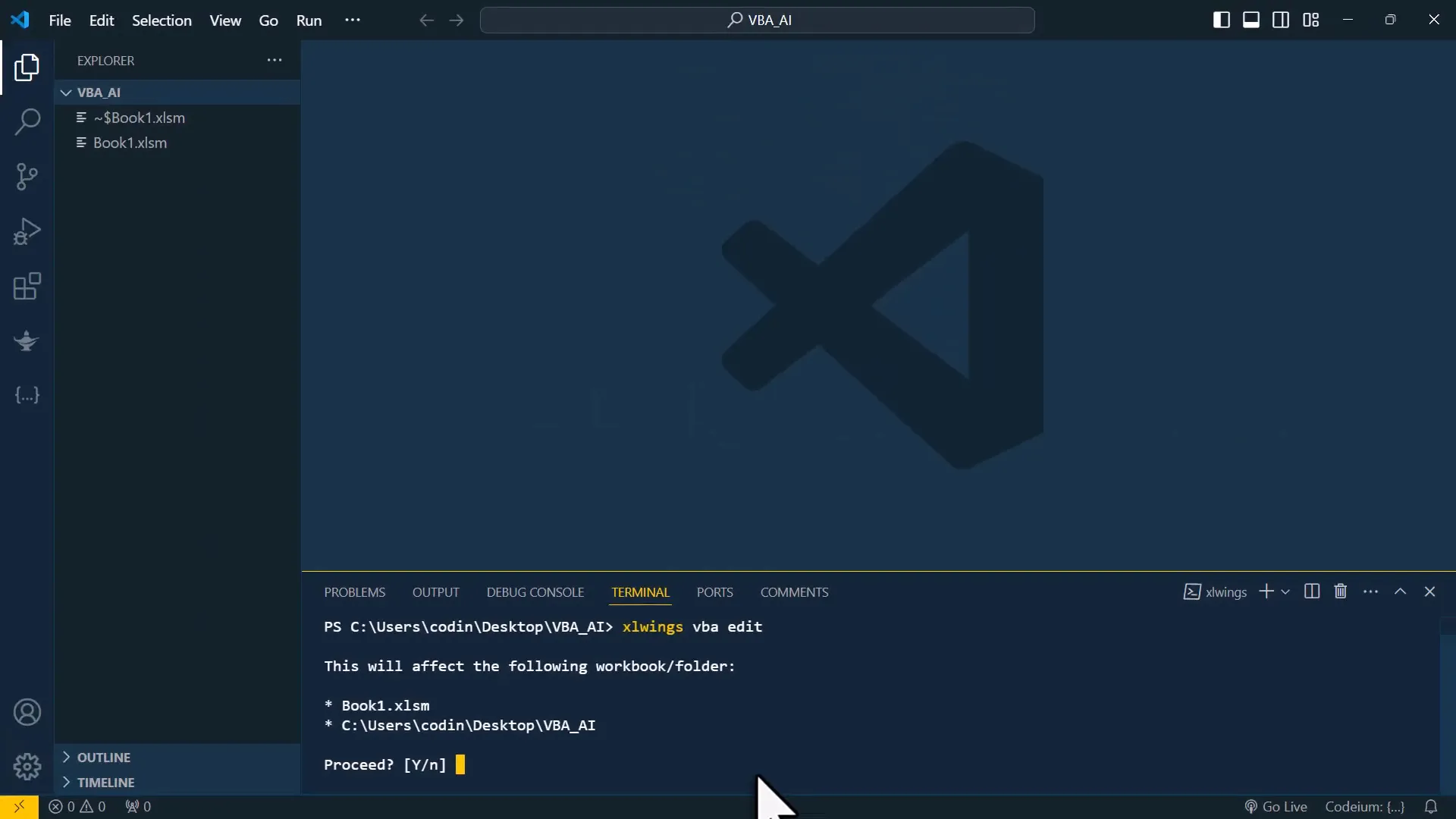 Connection established between Excel and VS Code