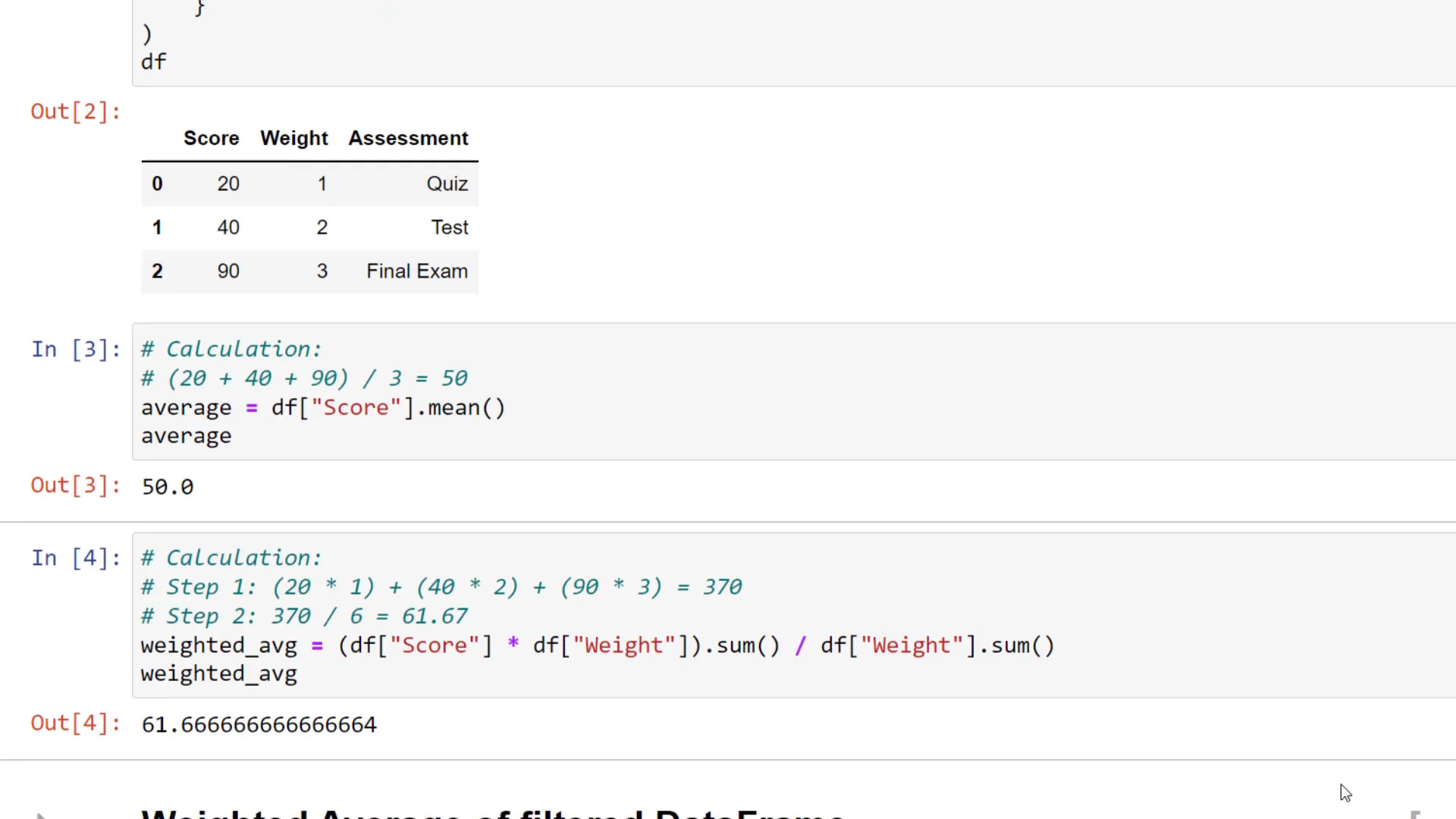 DataFrame with student names