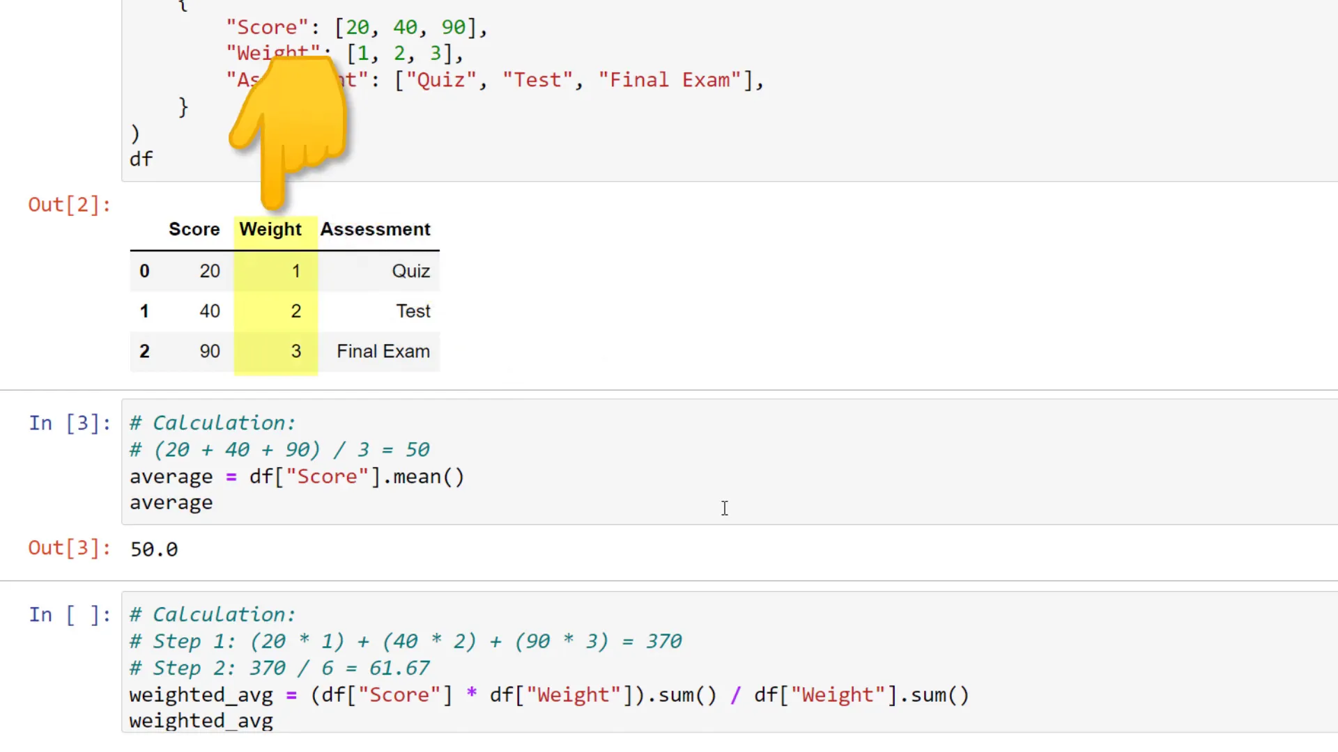 Weighted average calculation logic