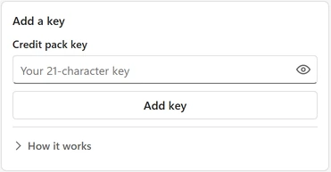 Empty credit key field and Add key control