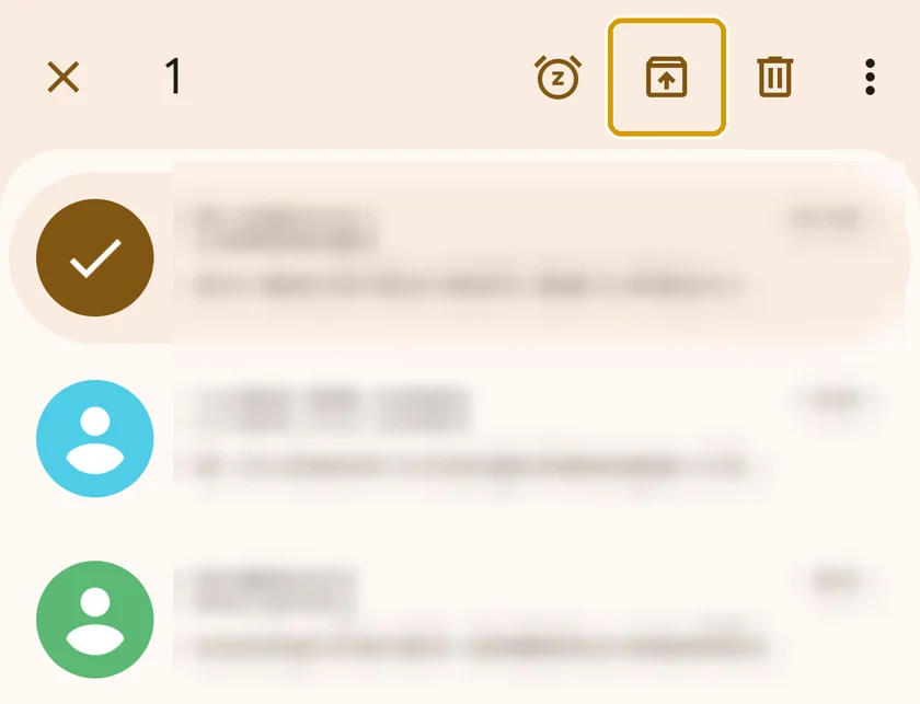 Selected archived conversation in Google Messages with the Unarchive button highlighted