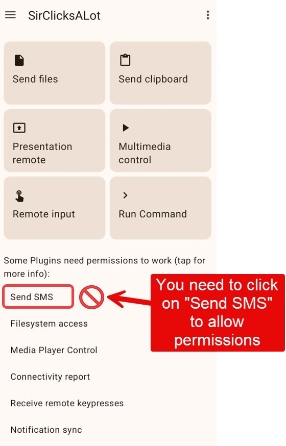 KDE Connect Send SMS permission