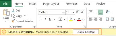 Check if You Clicked 'Enable Content'