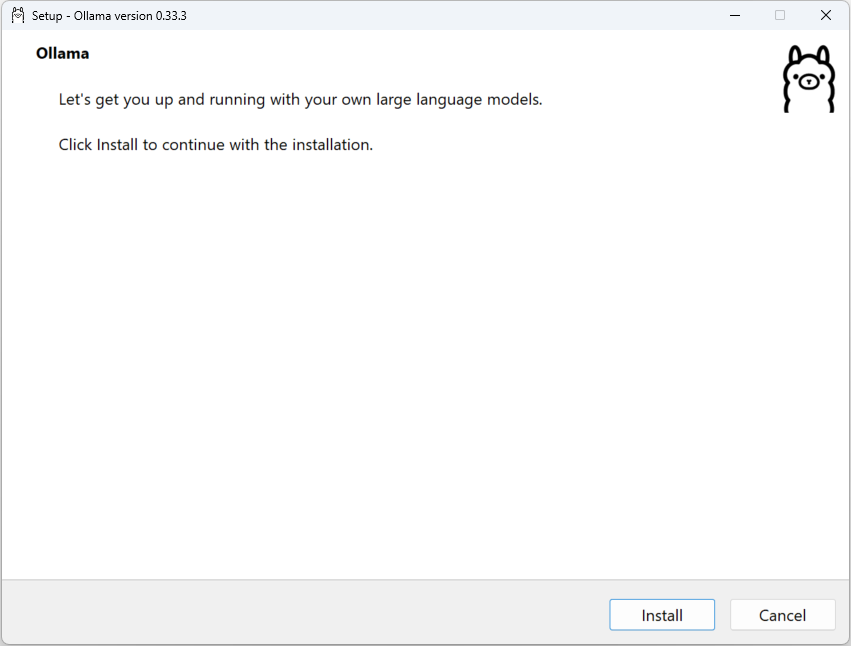 Choose Install in the Ollama installer.