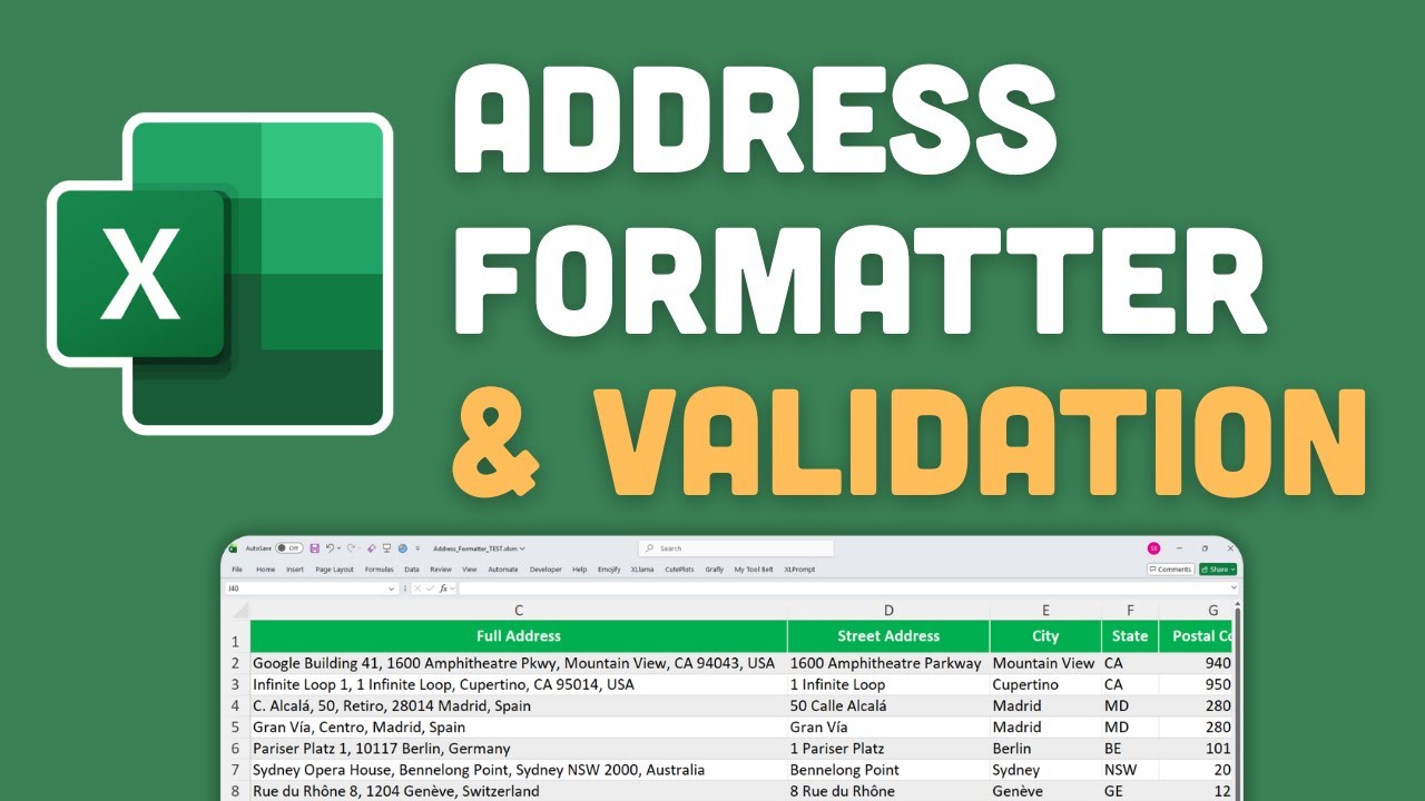 Clean, Format & Validate Any Address in Excel (With 1 Click)