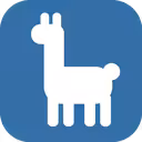 White dog silhouette on a blue rounded square
