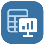 Calculator and bar chart analytics icon