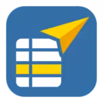 Calendar icon with yellow paper airplane on blue background